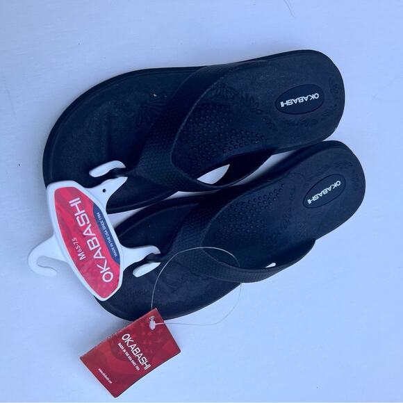 Okabashi Women’s Black Arch Support Non Slip Washable Every Day Sandals Sz M NWT - Picture 3 of 11